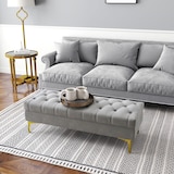 thumbnail of Banco Pie de Cama Taburete Pie de Cama con Asiento Acolchado y Patas Metálicas Banqueta de Dormitorio para Entrada Pasillo Carga 120 kg 118x45x42 cm