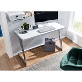 thumbnail of Schreibtisch 120x55x76 cm Hochglanz Weiß / Silber PC-Tisch mit Metallbeine, Design Computertisch, Home-Office Bürotisch, Konsolentisch