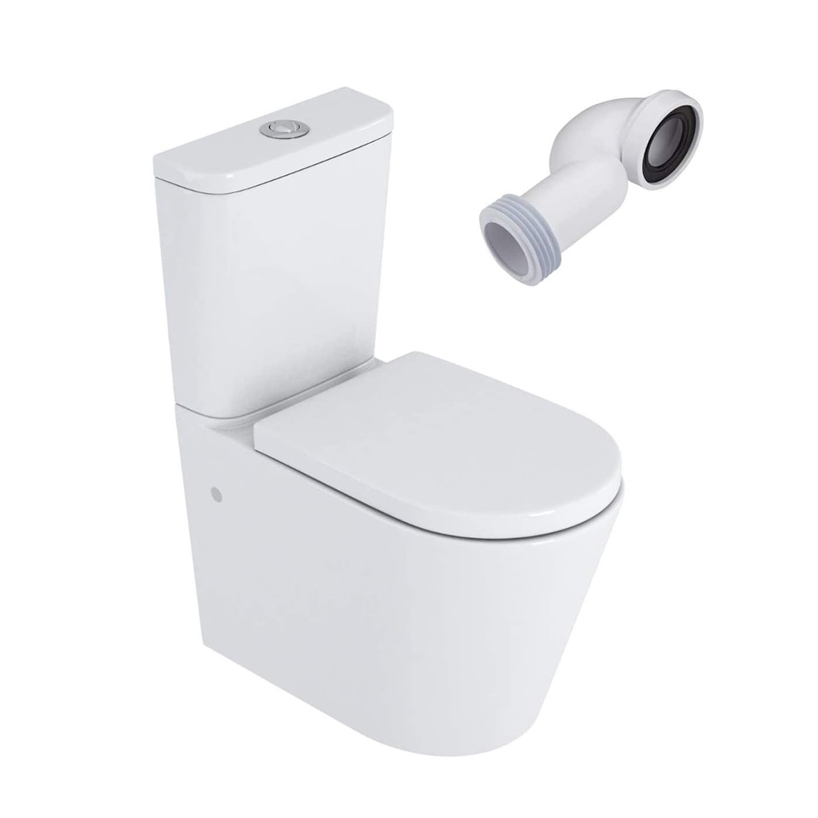 Wc Inodoro Compacto Adosado a Pared Sistema Rimless y Fondo Reducido | Wc Completo con Asiento con caída Amortiguada