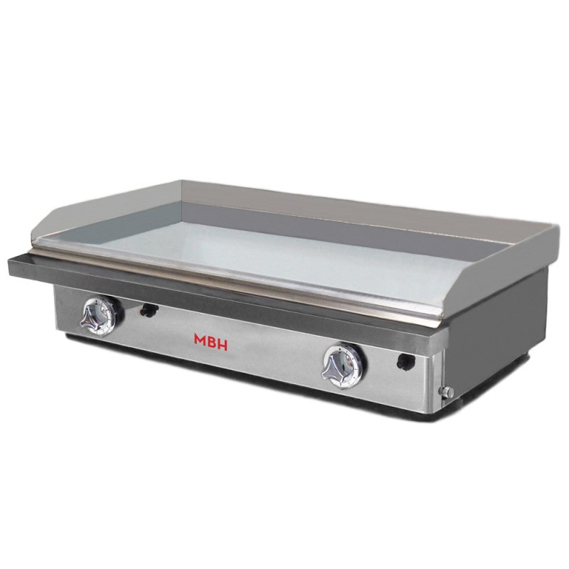 MBH - Plancha a gas industrial 800x400 mm de cromo duro para hostelería. Fry Top para cocina profesional para bar y restaurante.