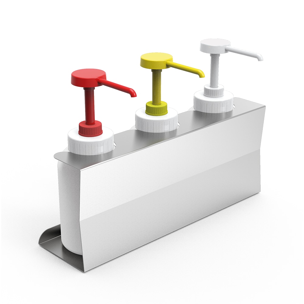 Ensemble de 3 distributeurs de sauces avec doseurs et support