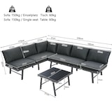 thumbnail of Merax Modulares Gartenlounge-Set für 5 Personen, Gartenmöbel Balkonset Sitzgruppe(3-tlg), inkl. Kissen, wetterfeste Loungemöbel, Grau