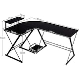 thumbnail of COSTWAY Escritorio de madera en forma de L para ordenador de con soporte para monitor y compartimento de almacenamiento.