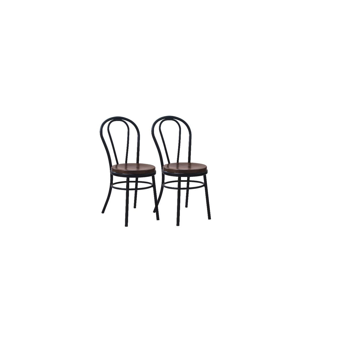 METRO PROFESSIONAL Restaurantstuhl Pino 2er Set, Stahl/Eschenholz, walnussbraun/schwarz