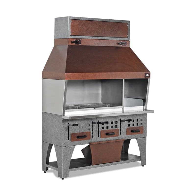 Barbacoa profesional a leña o carbón de 1600 mm – con cajones