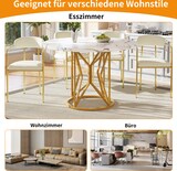 thumbnail of Esstisch rund 100x100x76 cm MDF Marmoroptik mit Metallgestell verstellbare Füße hohe Stabilität für Esszimmer Wohnzimmer Gold