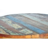 thumbnail of Mesa de comedor elevable de madera de acacia natural y patas de metal negro