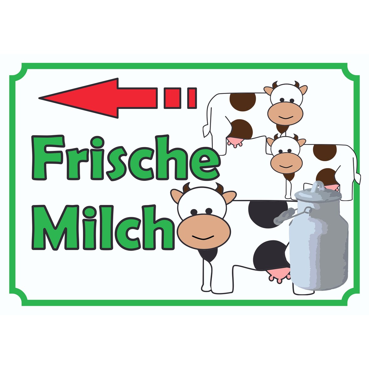 Verkaufsschild Schild Frische Milch mit Pfeil nach links A2 (420x594 mm)