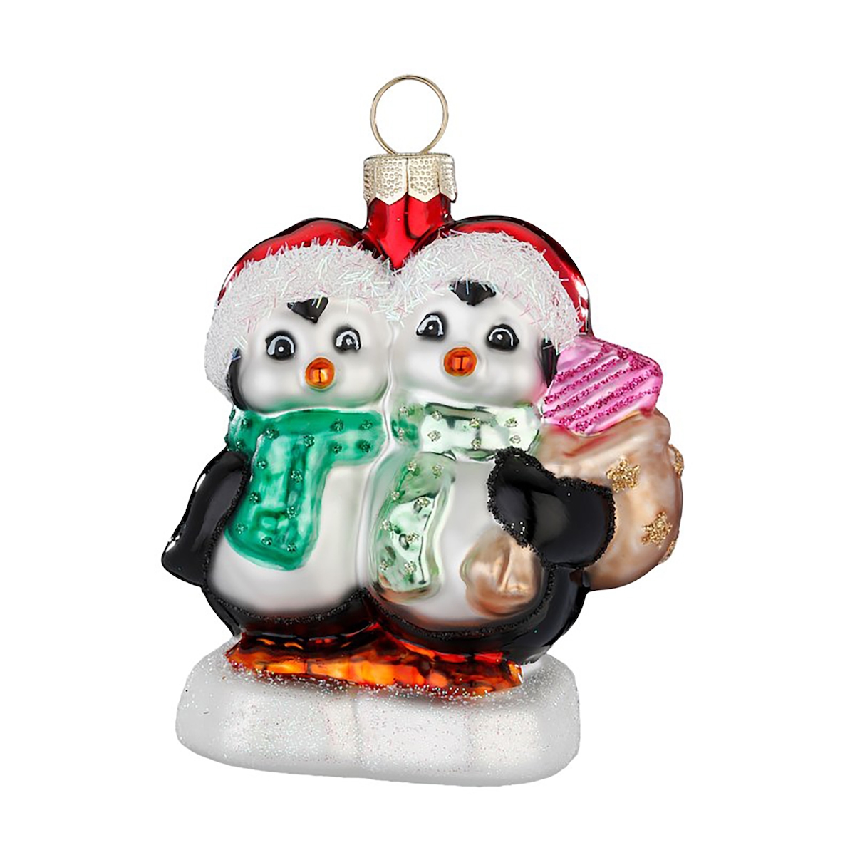 Christbaumschmuck Glas 7,5cm Pinguin Pärchen Figur Handbemalt Weihnachtsbaum Anhänger Weihnachten Christbaumanhänger Weihnachtsbaumschmuck Tiere Bunt