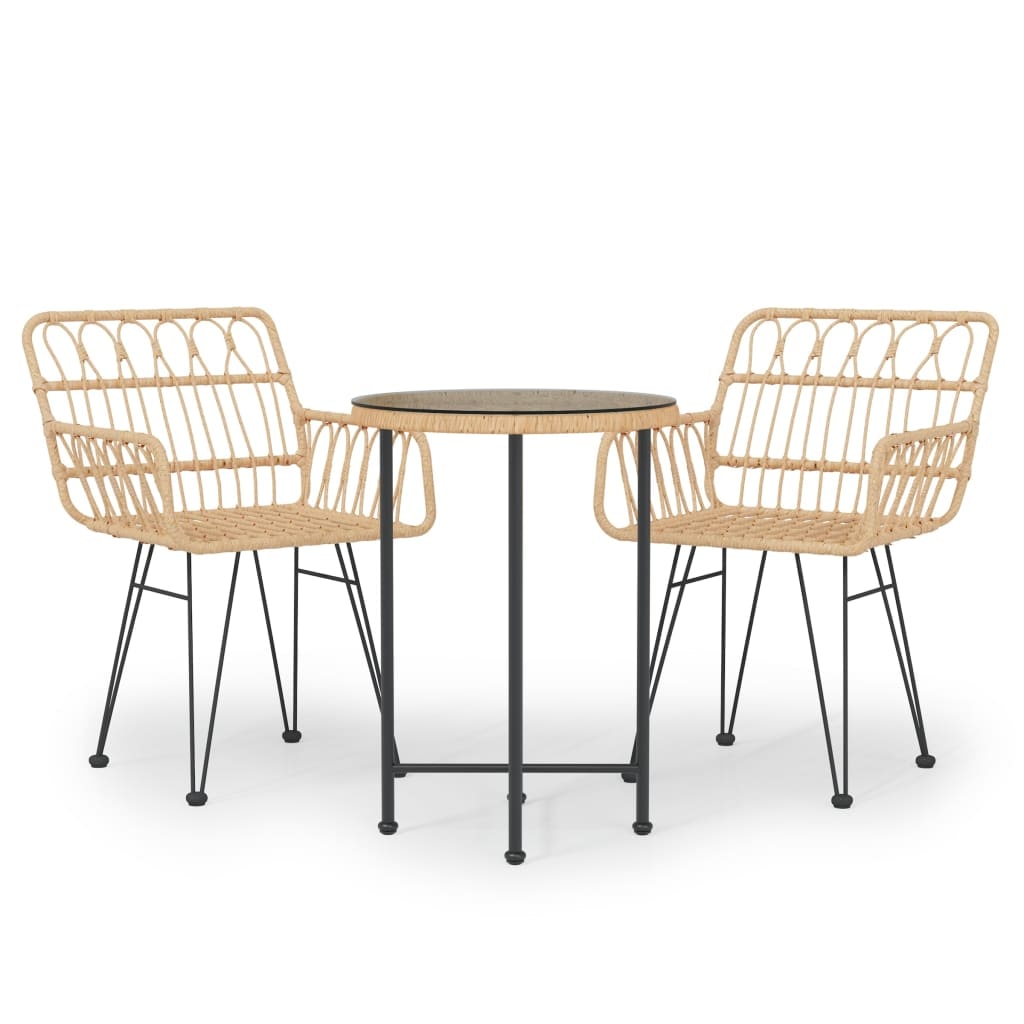 vidaXL 3-tlg. Garten-Essgruppe Poly Rattan