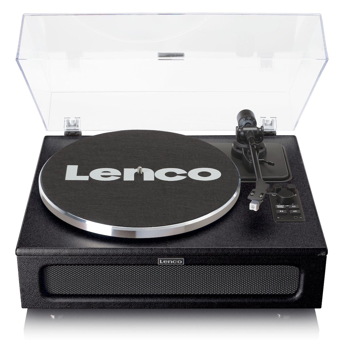 Lenco LS-430BK - Plattenspieler mit 4 eingebauten Lautsprechern - 40 Watt RMS - Bluetooth - Kunstleder Schwarz