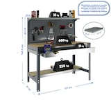 thumbnail of SimonRack Banco de Trabajo Taller, 1210x610 mm, Panel Perforado y Cajón, Capacidad Carga 600 kg, Gris - BT-3