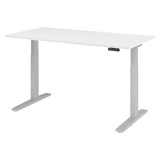 thumbnail of bümö elektrisch höhenverstellbarer Schreibtisch 160x80 cm in weiß, Gestell silber - Sitz & Stehschreibtisch mit Memoryfunktion, elektrischer