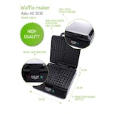 thumbnail of Adler AD3036 Máquina de Waffles Eléctrica 4 Waffles Belgas, Placas Anti-aderentes, 1500W, Prata