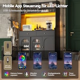 thumbnail of Hochschrank Buffetschrank mit LED-Beleuchtung Schwarz 120x40x180  mit 2 Schubladen Glastüren verstellbaren Ablagen und Kippschutz
