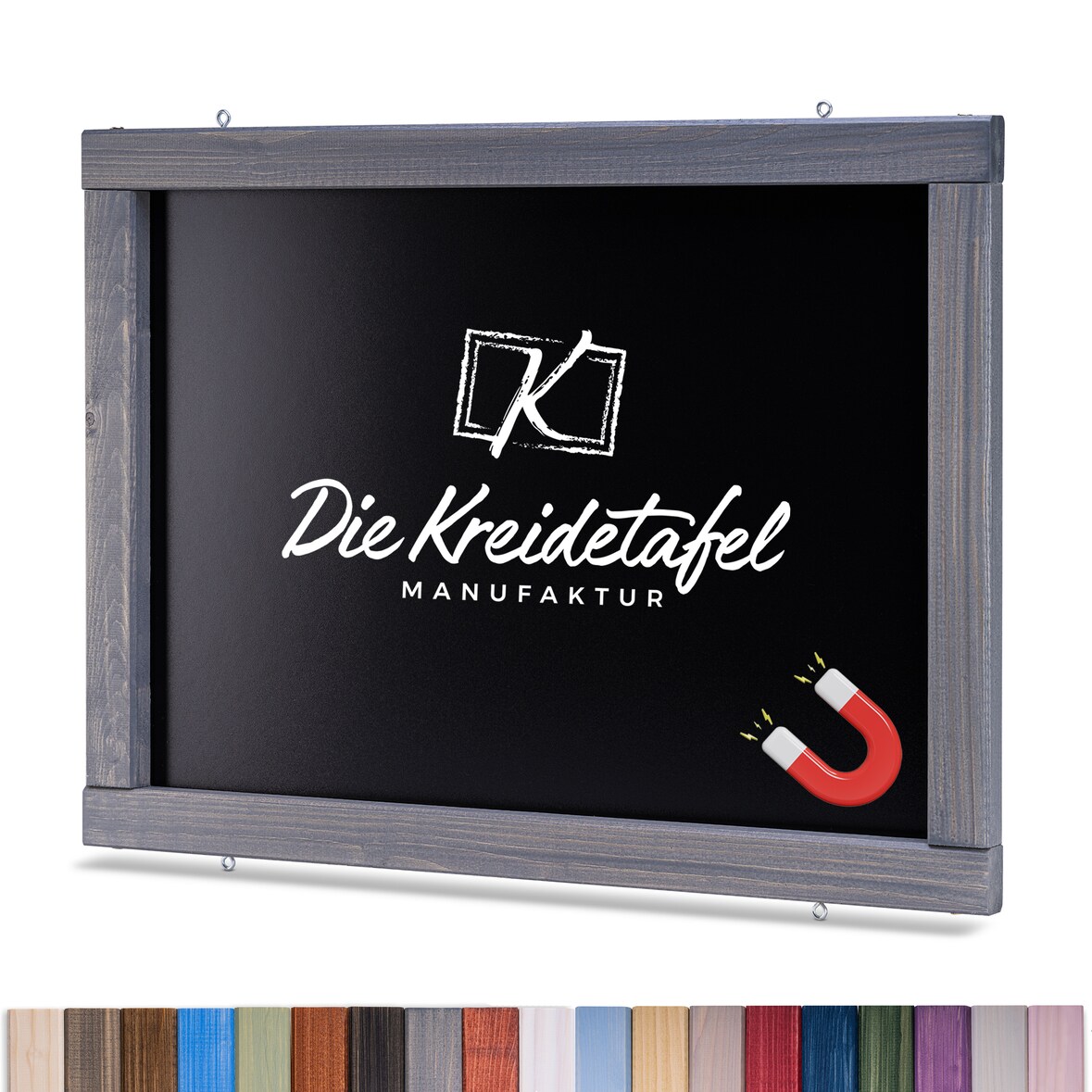 Magnetische Kreidetafel - Magnettafel mit Holzrahmen / Grau 65x65cm