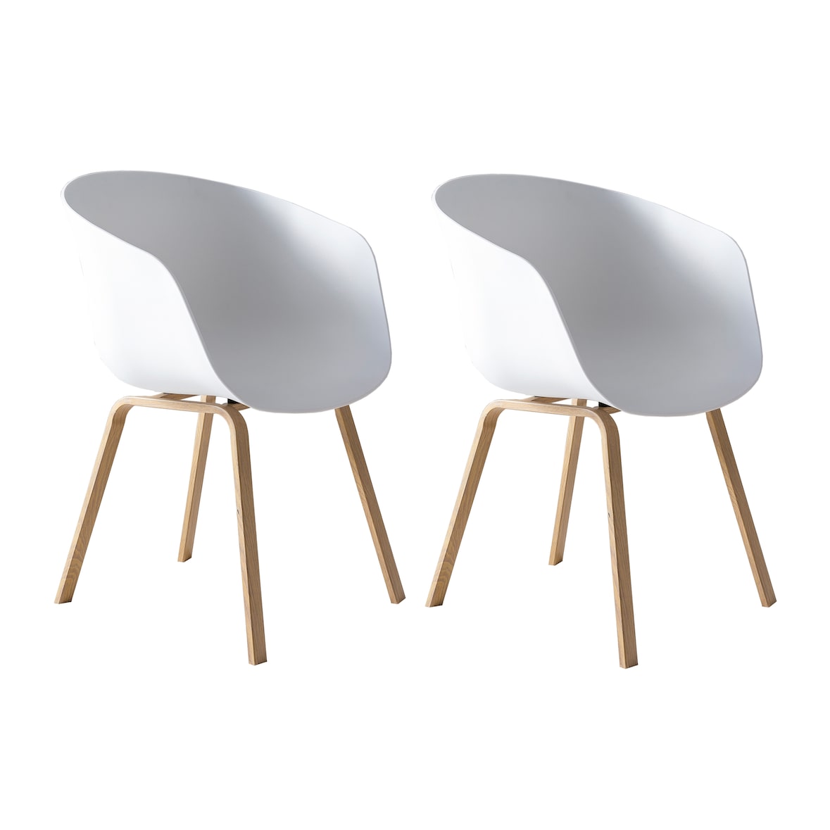 SalesFever Ensemble de 2 chaises coquille | Siège baquet en plastique | Cadre en métal aspect bois | L 54,5 x P 54 x H 77,5 cm | blanc