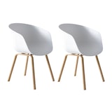 thumbnail of SalesFever Ensemble de 2 chaises coquille | Siège baquet en plastique | Cadre en métal aspect bois | L 54,5 x P 54 x H 77,5 cm | blanc