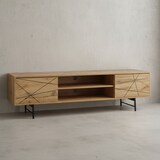 thumbnail of Lowboard Holz Eiche-Dekor 160x45x40 cm TV-Kommode mit zwei Türen, Design TV-Schrank Hoch, Fernsehtisch Fernsehschrank Modern, Fernsehkommode