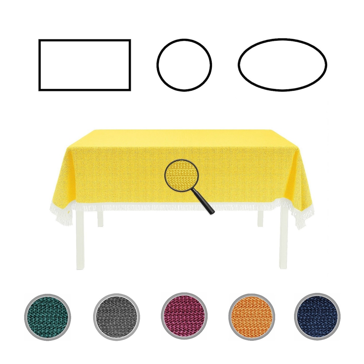 Gartentischdecke mit Fransen Tischdecke rund oval eckig Classic 130x160 cm eckig gelb