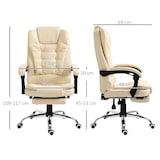 thumbnail of Silla de oficina reclinable silla de escritorio con reposapiés silla ejecutiva giratoria con altura ajustable tapizada en PU y reposabrazos crema