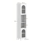 thumbnail of COSTWAY Schmaler hoher Badezimmerschrank, Badezimmerschrank mit 2 Glastüren und 2 verstellbaren Einlegeböden, 35 x 30 x 180 cm, weiß