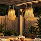 thumbnail of Outsunny Conjunto de 2 Candeeiros Solares de Exterior de Vime Suspensas com Ligação e Desligamento Automático IP44 Castanho
