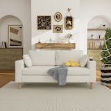 thumbnail of 2-Sitzer-Sofa Chenille Beige 173 x 68 x 77 cm mit Stauraum, Getränkehaltern und 2 Rückenkissen