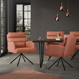 thumbnail of ML-Design Esszimmerstuhl drehbar Orange – Armlehnen, Auto-Position, Polyesterbezug, abnehmbares Rückenkissen, Küchenstuhl mit Metallbeinen