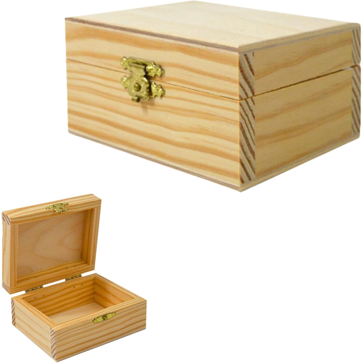 Espirito Rebelde Pequena Caixa de Madeira 105x80x52 mm - Caixa do Tesouro em Madeira com Fecho, Cofre do Tesouro, Caixa de Jóias