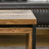 thumbnail of Juego 2 Mesas de Centro Mesitas de Café con Patas de Metal Estilo Industrial para Salón Comedor Sala de Estar 90x48x42 cm y 59x42x36 cm Marrón Rústico