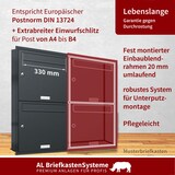 thumbnail of AL Briefkastensysteme 7 Fächer Premium Unterputz Briefkasten Anlage RAL 7016 Anthrazit Grau, Post A4, robust, wetterfest, Artikelnummer: 331P7U2P7016