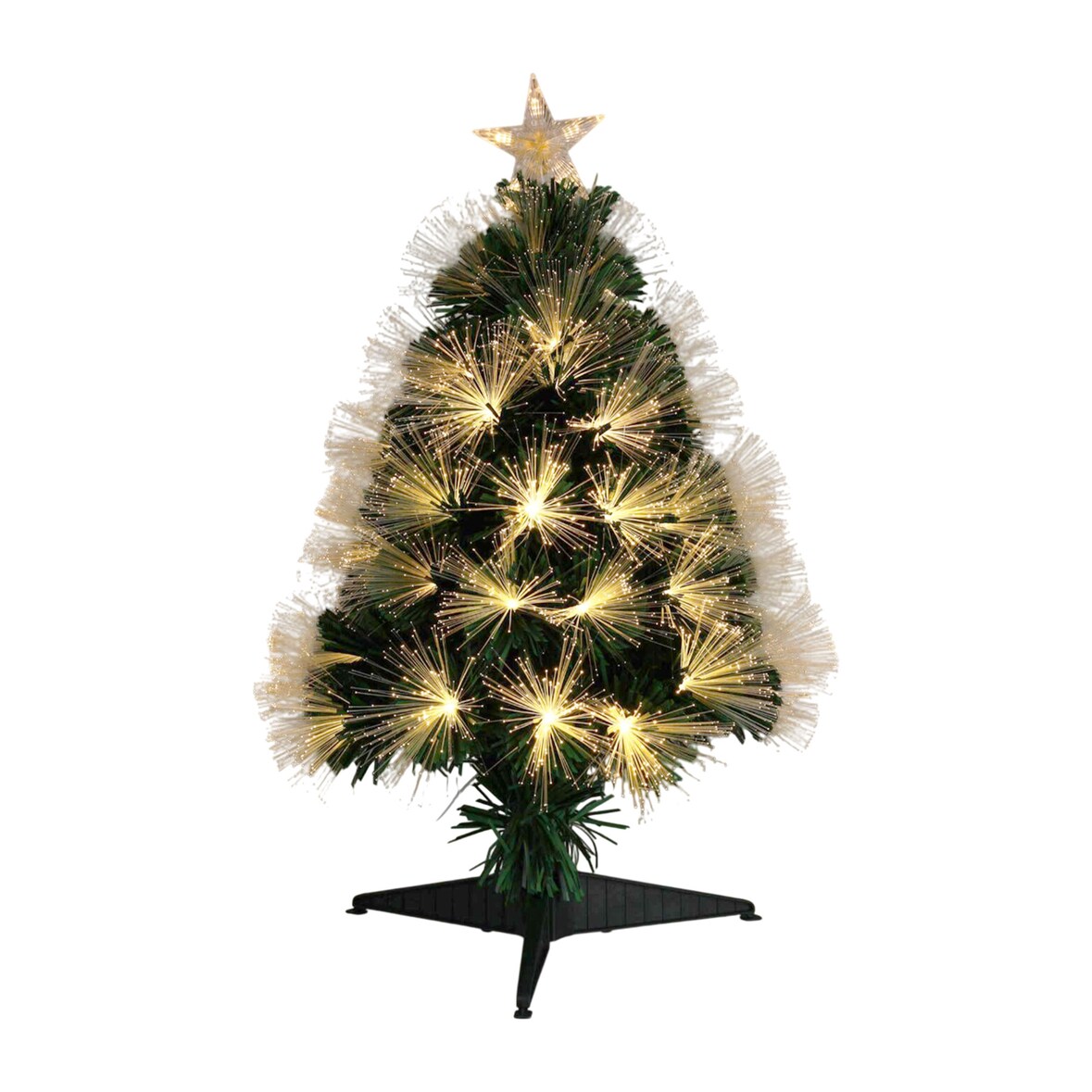 WellHome - Albero di Natale in fibra ottica con 90 luci LED bianco caldo e stella 47x47x90cm