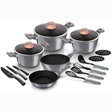thumbnail of Berlinger Haus Trem de Cozinha Indução de 17 Peças em Alumínio Antiaderente 3 Panelas, 2 Frigideiras, 3 Tampas Cinza AT-7044