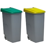 thumbnail of Denox - Recycleset van 2 gesloten plastic afvalcontainers, totale capaciteit van 170 liter, in groen en geel