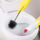 thumbnail of Relaxdays Toilettenbürste Silikon 2er Set, antibakteriell, Lotuseffekt, Bürstenkopf abnehmbar, Klobürste, schwarz/silber