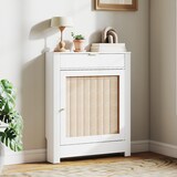 thumbnail of HOMCOM cubre radiadores con puerta abatible y ratán, cubreradiador de MDF, 78x19x95,5 cm, cubierta para radiador, compartimento, blanco