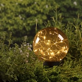 thumbnail of LED Solar Kugel Tisch Gartenleuchte mit Drahtlichterkette bernstein amber 20cm