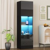 thumbnail of Hochglanz Vitrine Schwarz 45x35x160 cm LED Glasregal Aufbewahrungsschrank Wohnzimmer Schlafzimmer Büro modernes Design