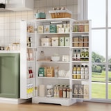 thumbnail of Küchenschrank Weiß 60x35x128 cm mit LED-Sensorleuchte, höhenverstellbaren Einlegeböden und Kippschutz, MDF wasserfest mit Türen und Ablagen