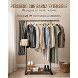thumbnail of Perchero metalico, Burro de Ropa Ajustable con 4 Ruedas 135x 80-120 x35cm COSHANO
