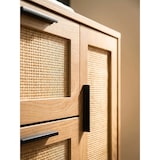 thumbnail of Waschbeckenunterschrank Eiche-Optik 60x60x40 cm mit Tür und Schubladen, Badezimmerschrank mit Rattangeflecht, Unterschrank Stehend, Badschrank