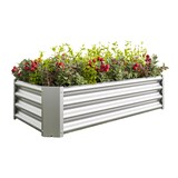 thumbnail of Hochbeet Metall 30x120x60 cm Silber aus verzinktem Stahl Wellblech ohne Boden wetterfest robust mit gefalteter Innenkante für Garten Terrasse