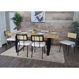 thumbnail of Lote de 6 sillas de comedor HWC-K88, sillón silla, madera poly rattan metal bouclé ~ tela/textil blanco