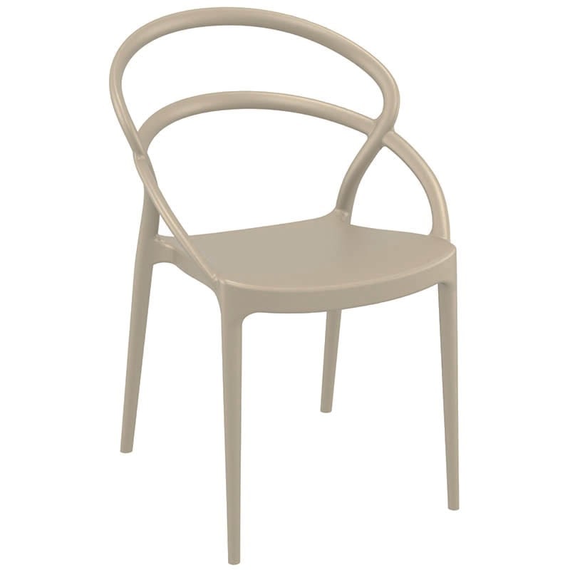 Ligne CHR Chaise Toulon, plastique, taupe, lot de 4