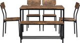 thumbnail of Esstisch Set 6 Personen mit Stühlen und Bank, Rustikal, MDF und Stahlrahmen, Modern, Platzsparend, 110x70x75, braun