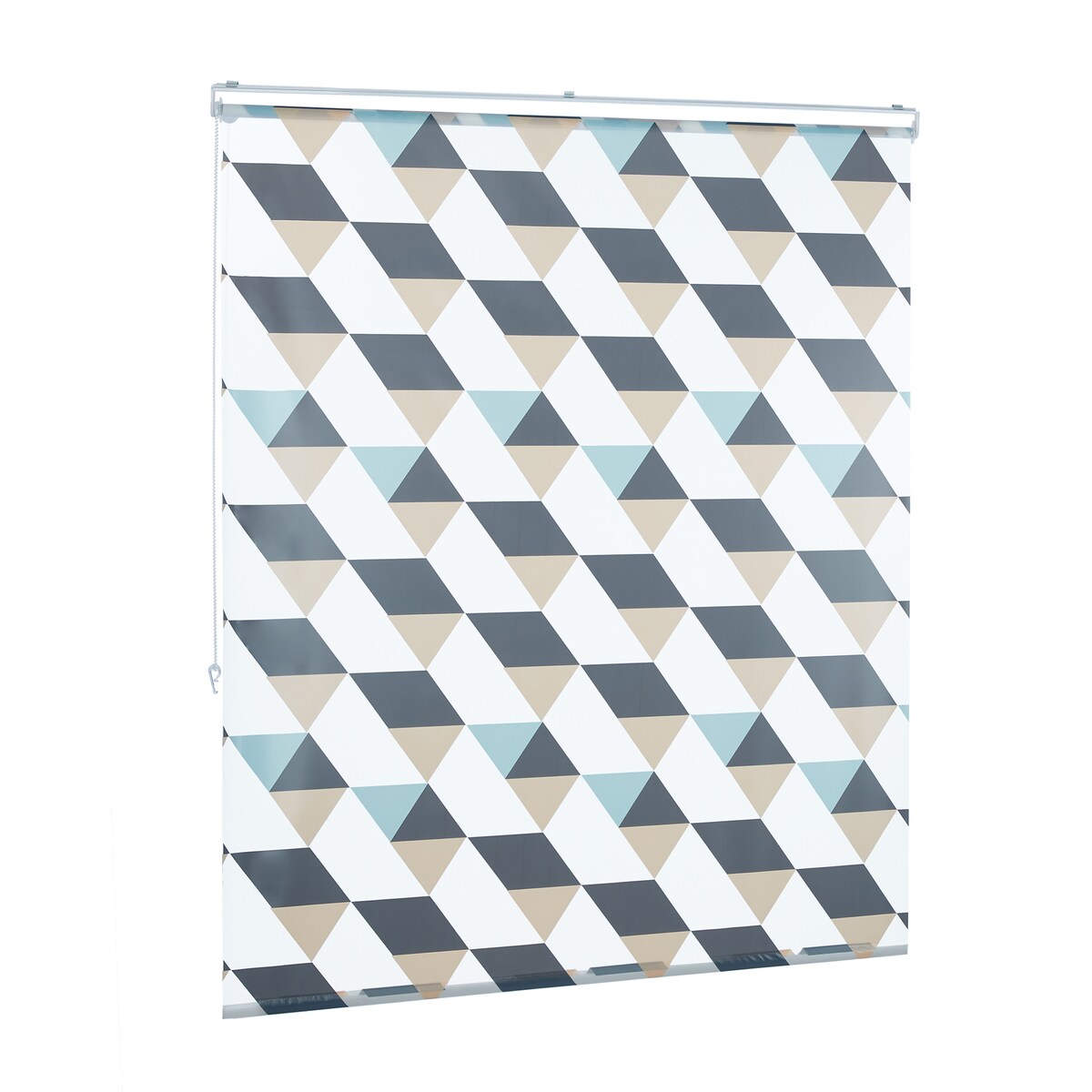 Relaxdays Duschrollo, 140x240 cm, Dreieck Muster, Seilzug, flexible Montage, Duschvorhang für Badewanne & Fenster, bunt