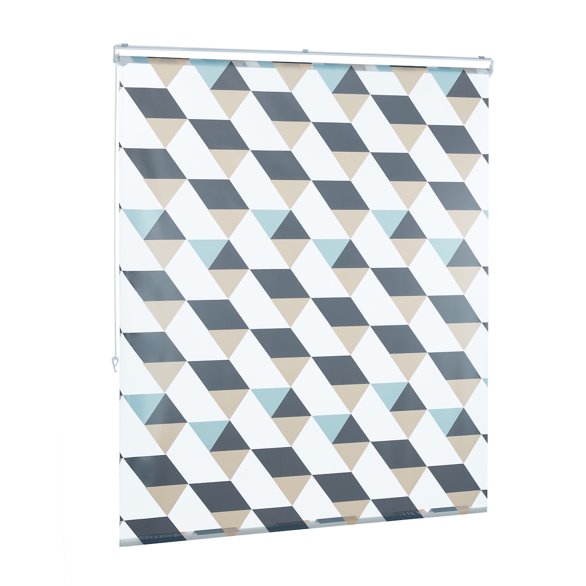 Relaxdays Duschrollo, 140x240 cm, Dreieck Muster, Seilzug, flexible Montage, Duschvorhang für Badewanne & Fenster, bunt