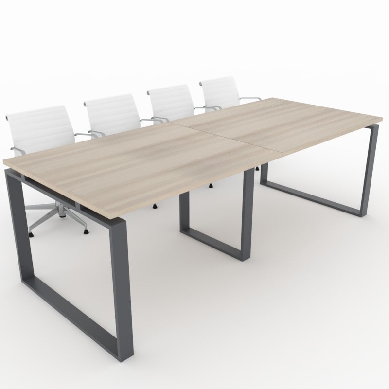 Oficit. Mesa de reuniones. Estructura metálica Marco Cerrado gris grafito con tablero haya. Fabricado en España. Medidas: 240x100cm (largo x ancho)