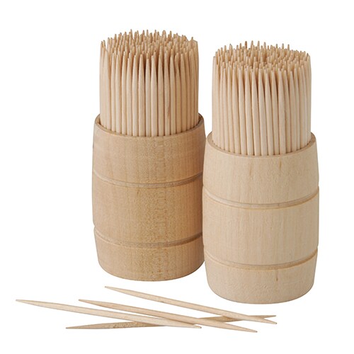 Papstar Zahnstocher aus Holz "pure" rund 6,8 cm, im Spender aus Holz 10 x 400 Stück